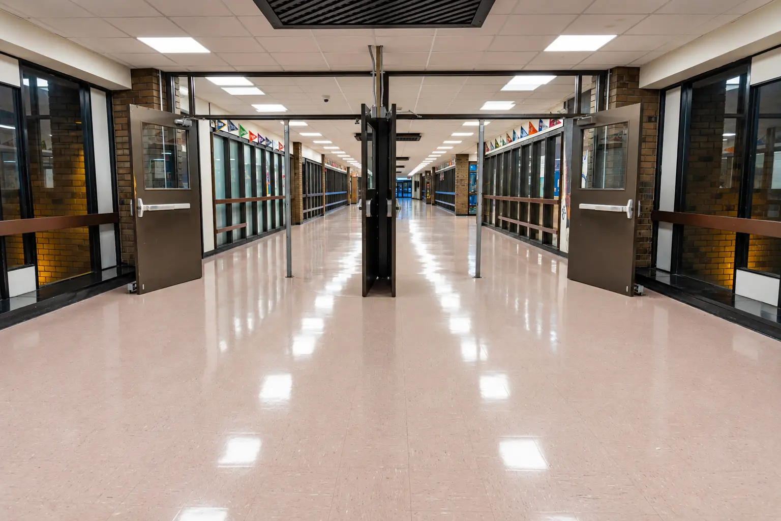 Hempstead High School hallways, normally filled with students, held quiet during the Moment of Silence