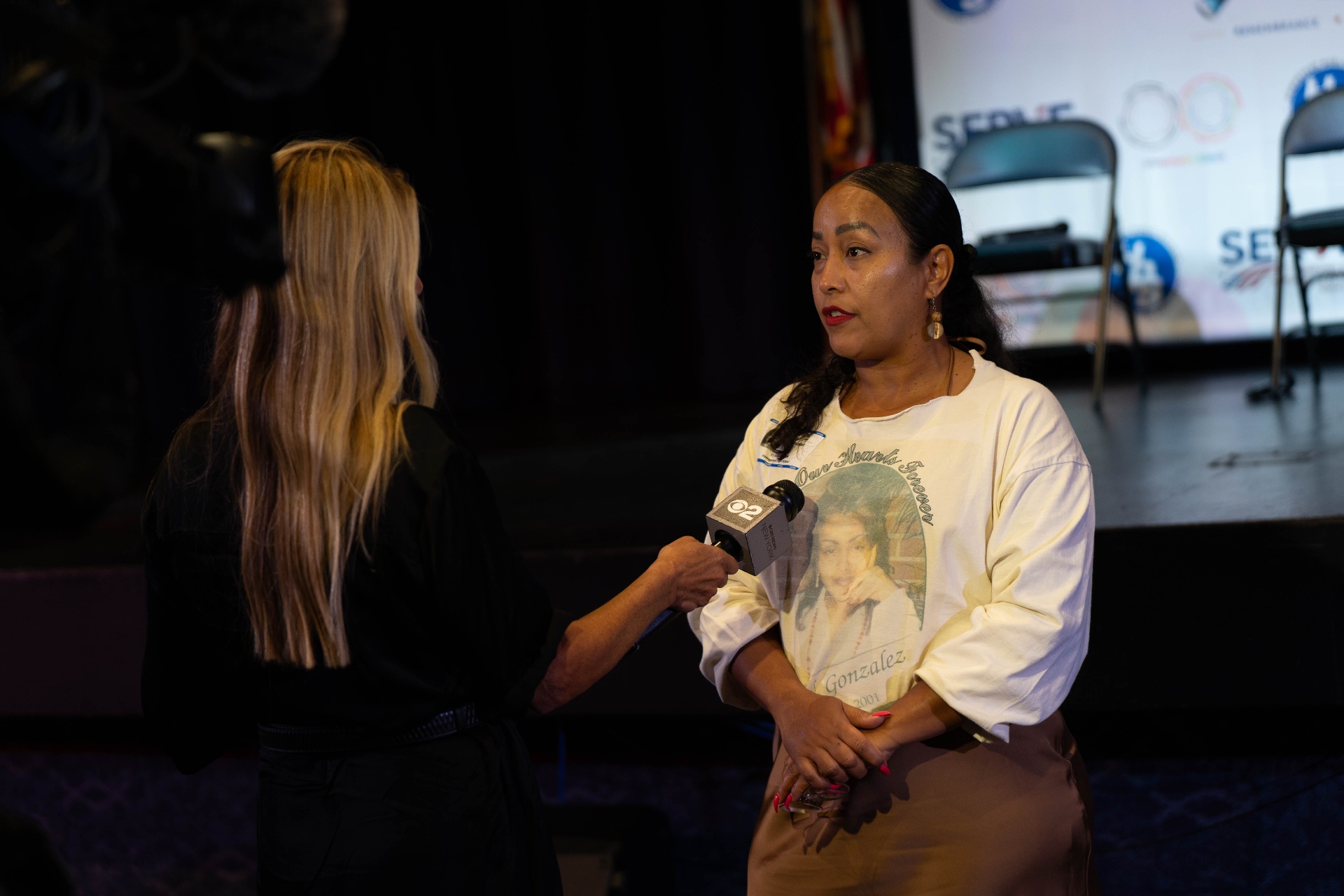 Dawn Gonzales being interviewed by CBS News New York